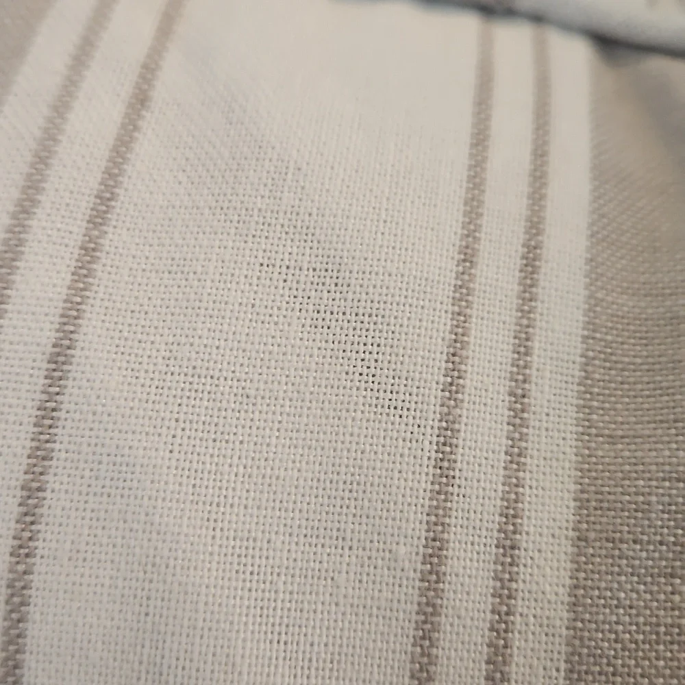 Envogue International NWT Striped Ticking TaupeGray & White Feather Décor Pillow